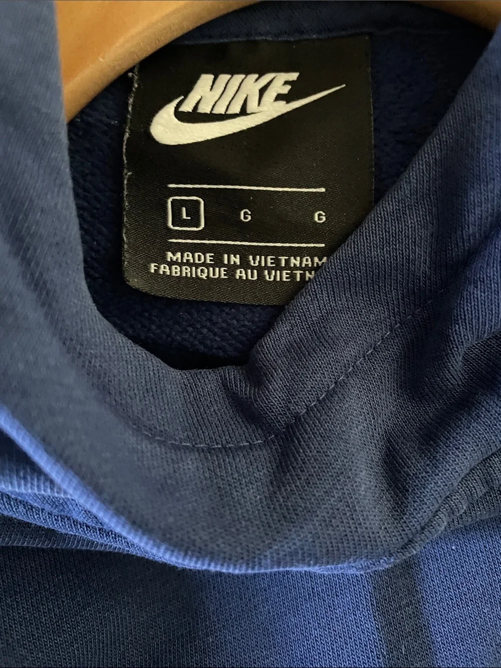 Nike boy's Navy Crewneck Pullover Hoodie with White Swoosh